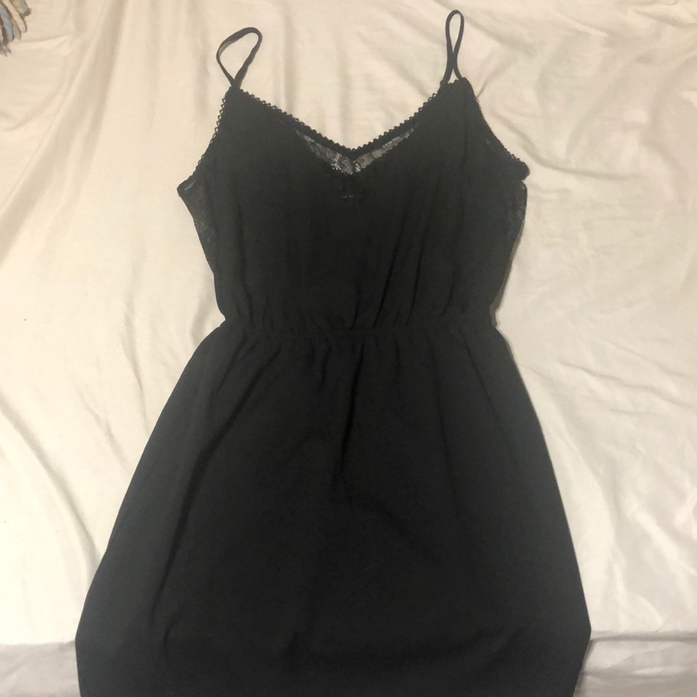 Lace black shift dress